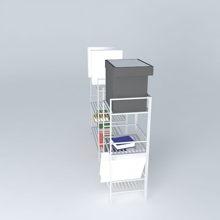 Shelves metal shelving unit with box on top Free 3D model_2