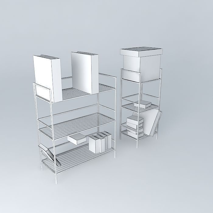 Shelves metal shelving unit with box on top Free 3D model_3
