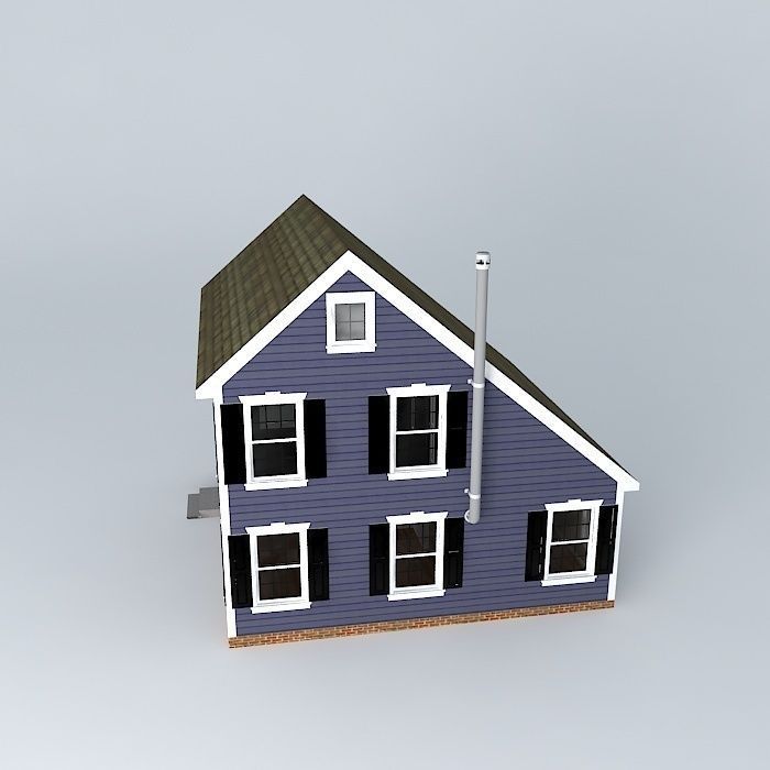 Colonial Saltbox House Free 3D model_2