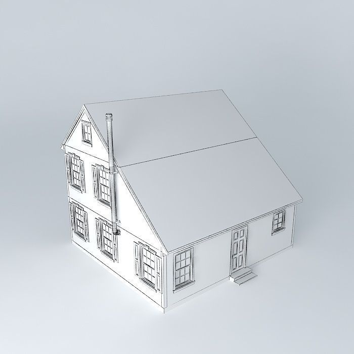 Colonial Saltbox House Free 3D model_4