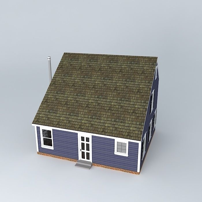 Colonial Saltbox House Free 3D model_1