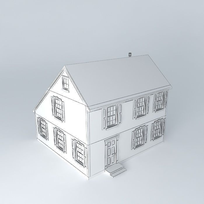 Colonial Saltbox House Free 3D model_3
