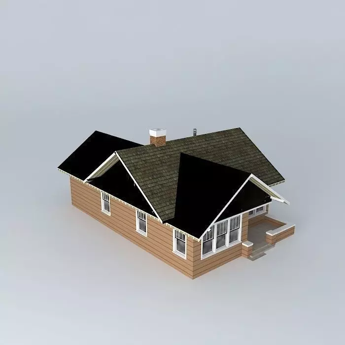 Bungalow house with roof Free 3D model