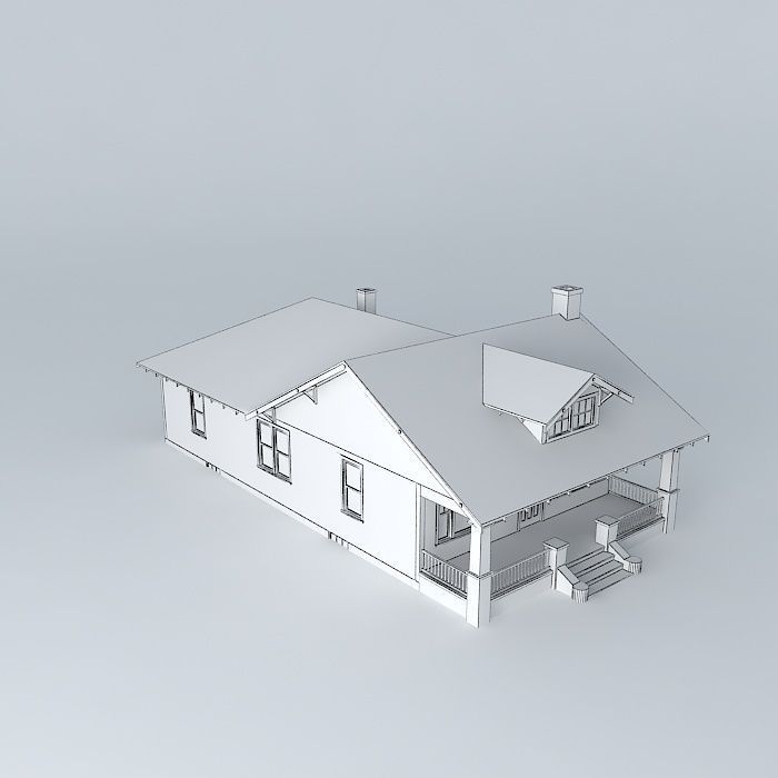 House with roof Free 3D model_3