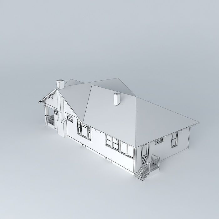 House with roof Free 3D model_4