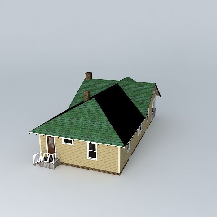 House with roof Free 3D model_1