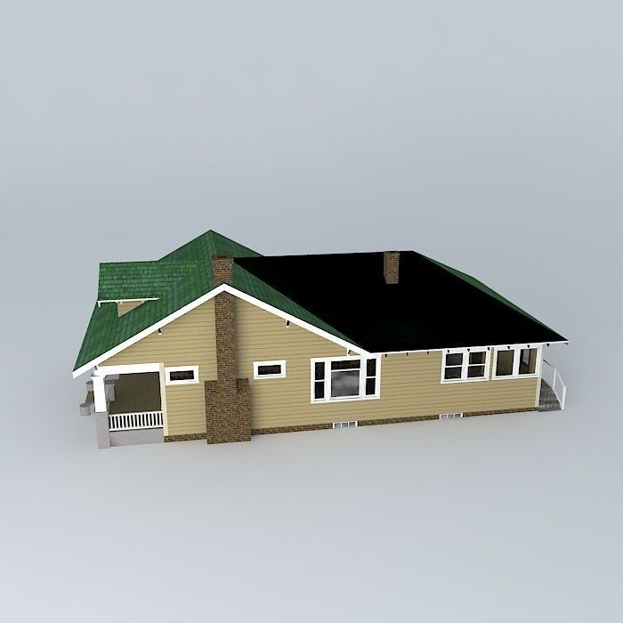 House with roof Free 3D model_2