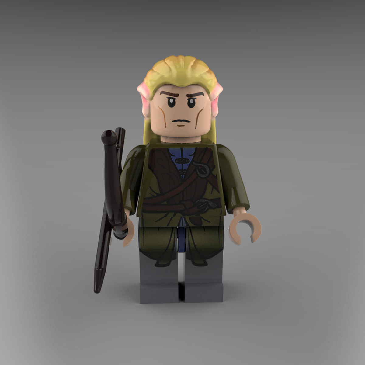 Legolas lego minifigure with bow and arrow 3D model_4