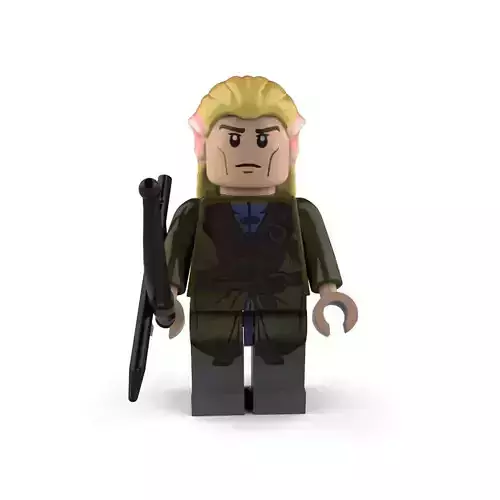 Legolas lego minifigure with bow and arrow 3D model