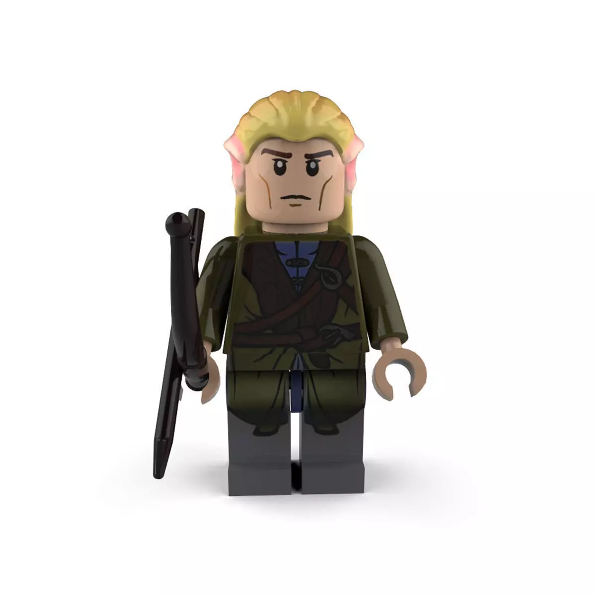 Legolas lego minifigure with bow and arrow 3D model_0