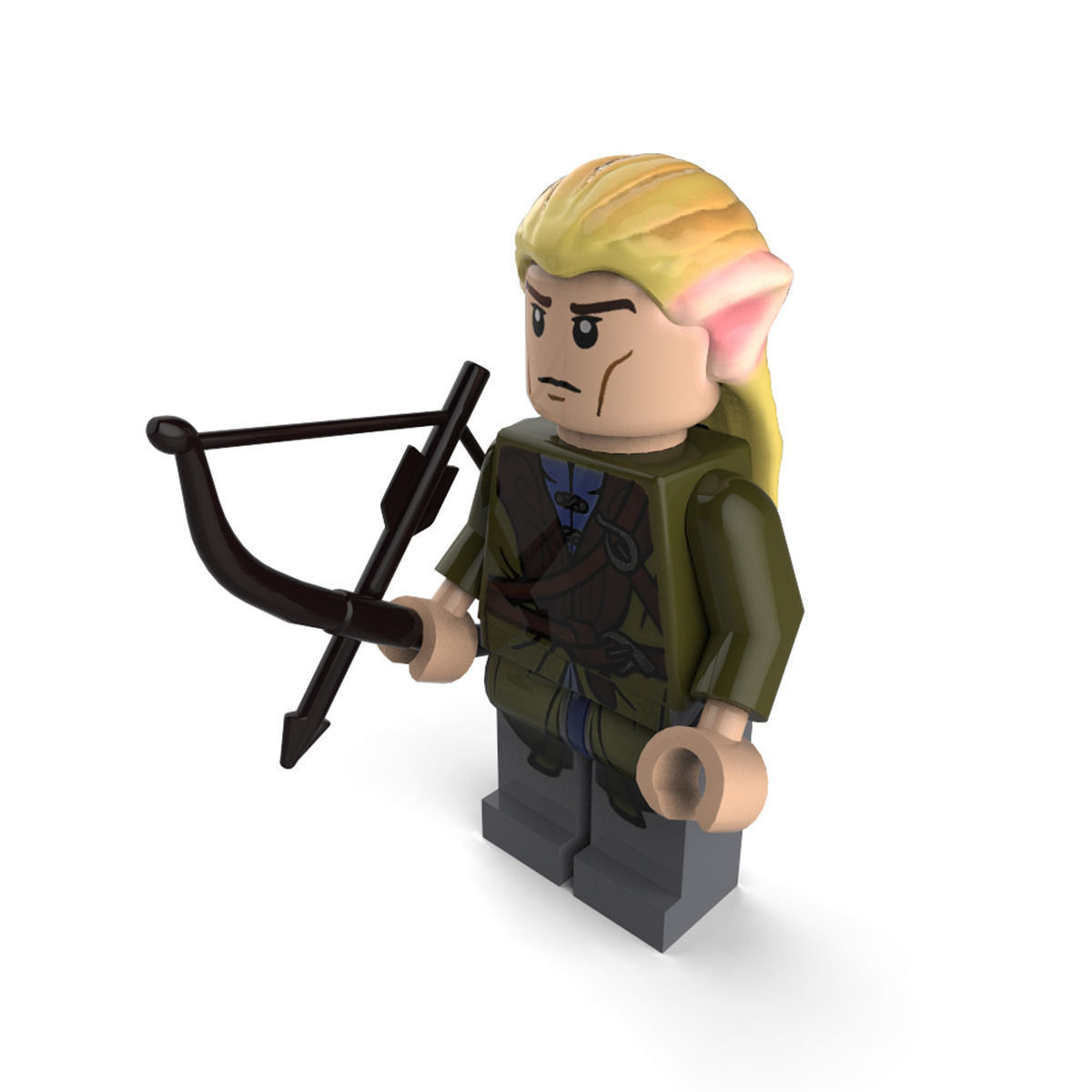 Legolas lego minifigure with bow and arrow 3D model_7