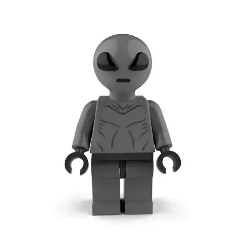 The Grey lego alien figure with eyes 3D model