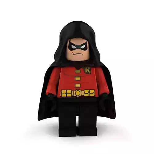 Robin lego batman figure wearing cape 3D model