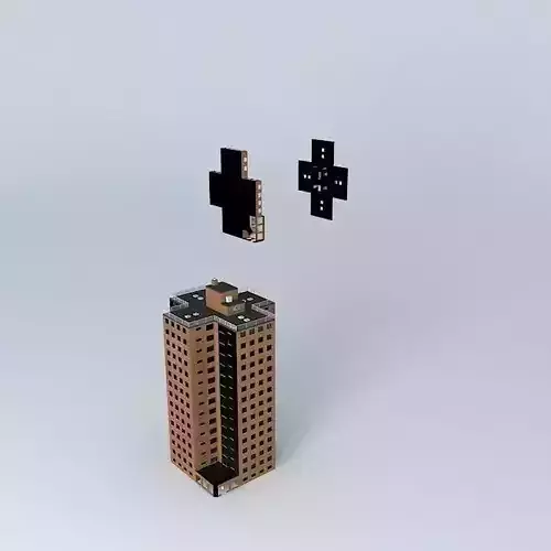 The Projects building with two blocks in air Free 3D model