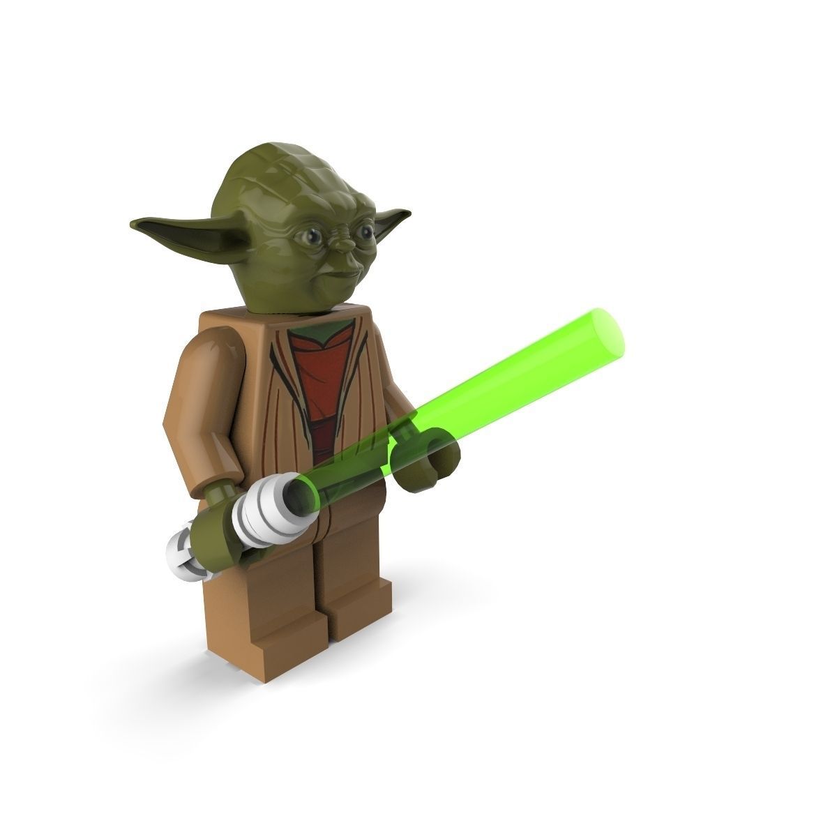 Yoda lego holding light saber 3D model_1