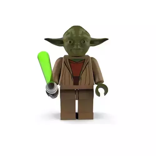 Yoda lego holding light saber 3D model