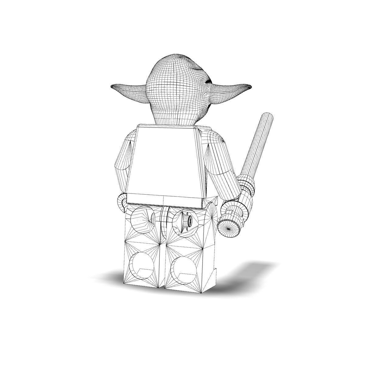 Yoda lego holding light saber 3D model_7