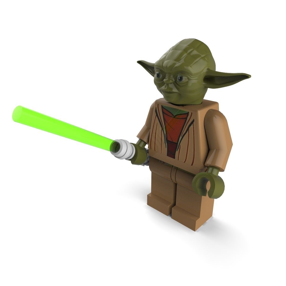 Yoda lego holding light saber 3D model_2