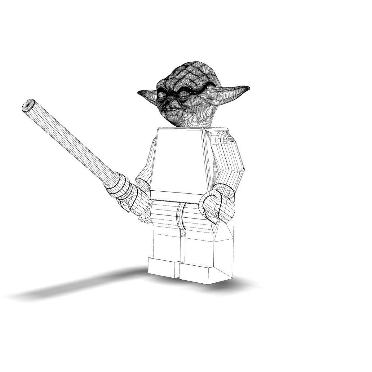 Yoda lego holding light saber 3D model_6