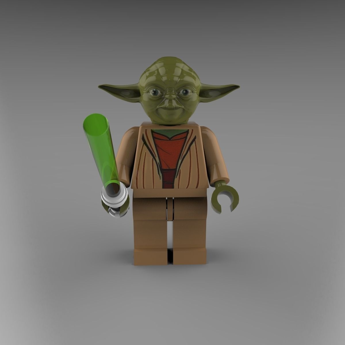 Yoda lego holding light saber 3D model_4