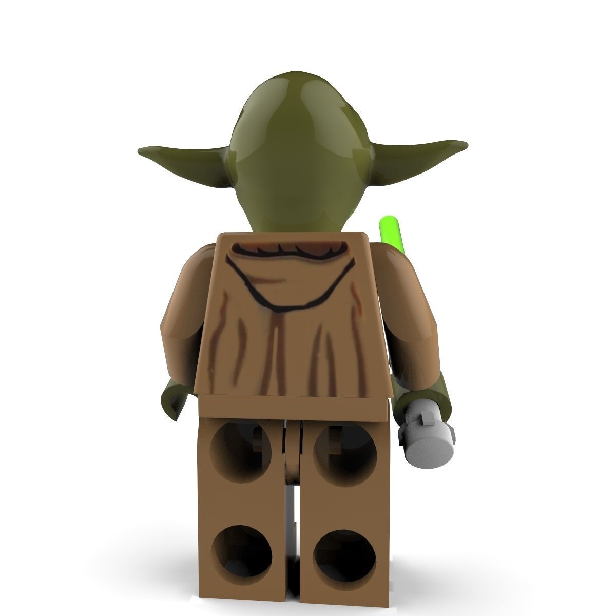 Yoda lego holding light saber 3D model_3