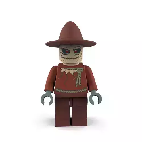 The Scarecrow lego figure wearing hat 3D model