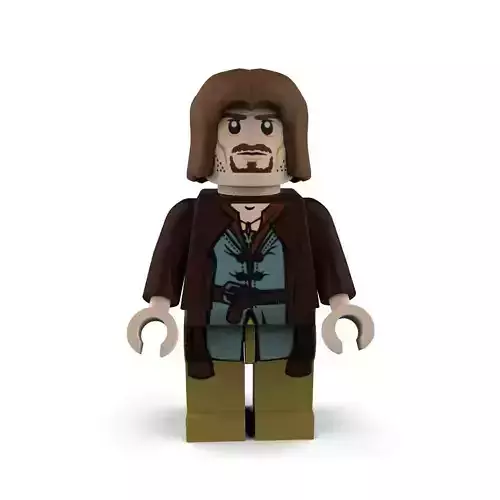 Aragorn lego figure with long hair 3D model