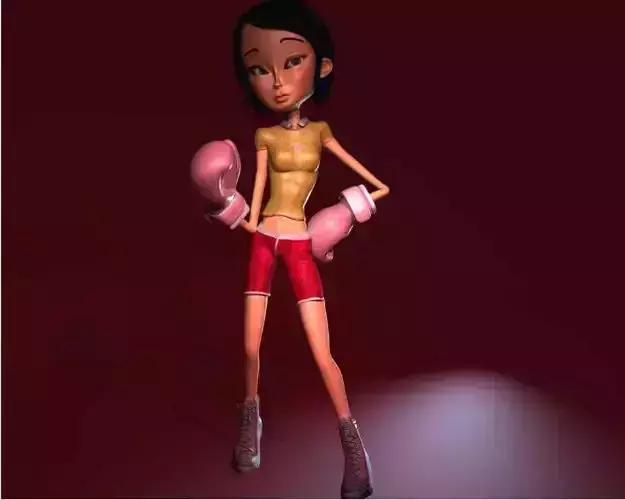 T pose rigged maya Boxer Girl 