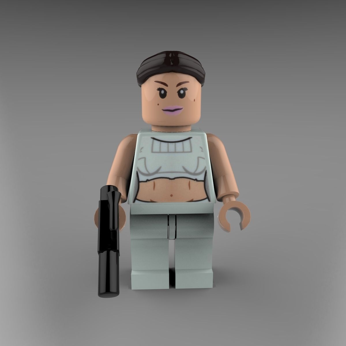 Padme lego figure holding gun 3D model_4
