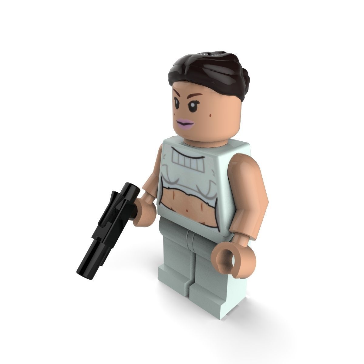 Padme lego figure holding gun 3D model_2