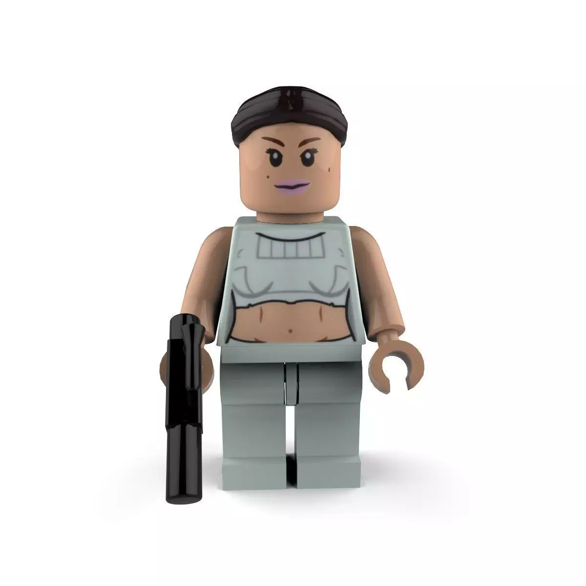 Padme lego figure holding gun 3D model_0