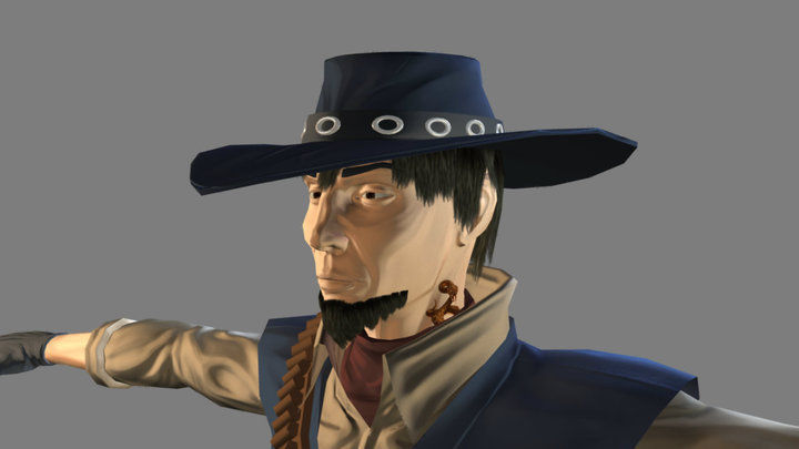 T Pose not rigged Cowboy Ken Ronan AAA Low-poly 3D model_13