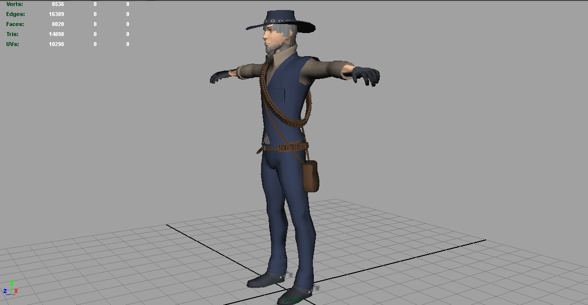 T Pose not rigged Cowboy Ken Ronan AAA Low-poly 3D model_6