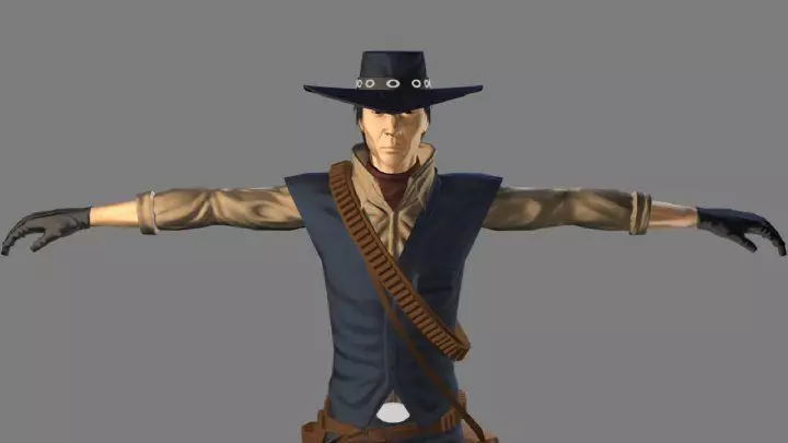 T Pose not rigged Cowboy Ken Ronan AAA Low-poly 3D model_0