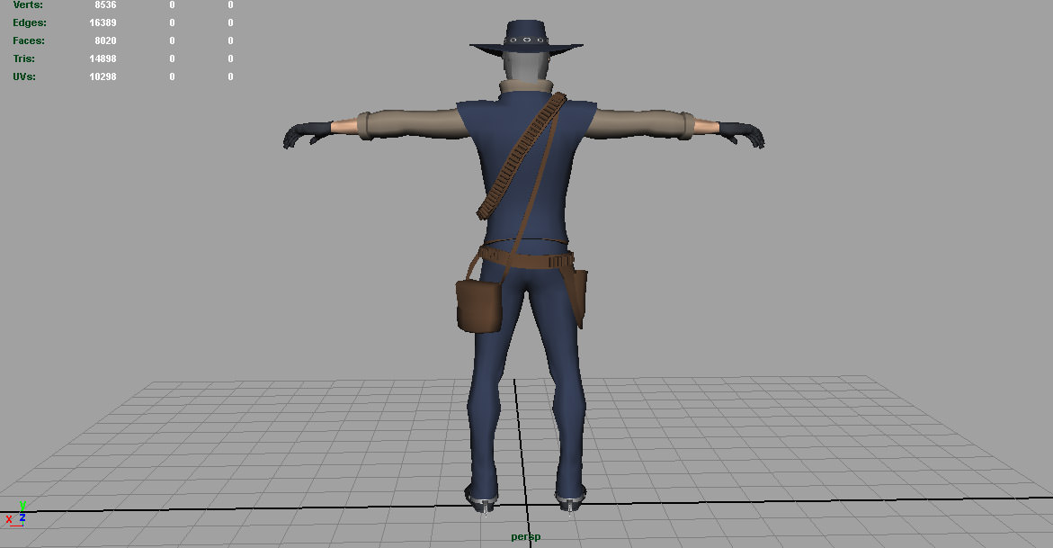 T Pose not rigged Cowboy Ken Ronan AAA Low-poly 3D model_7