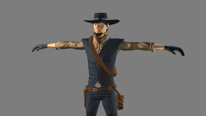 T Pose not rigged Cowboy Ken Ronan AAA Low-poly 3D model_10