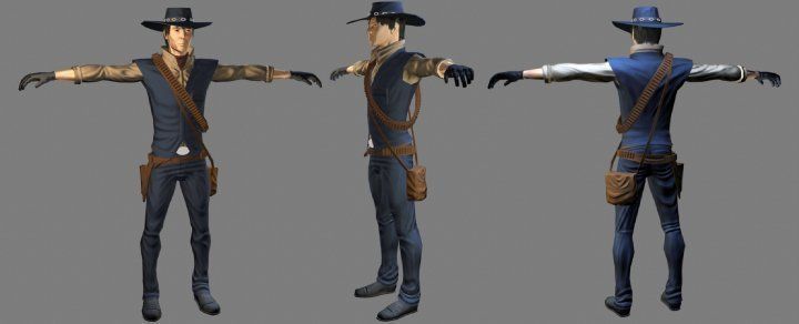 T Pose not rigged Cowboy Ken Ronan AAA Low-poly 3D model_2