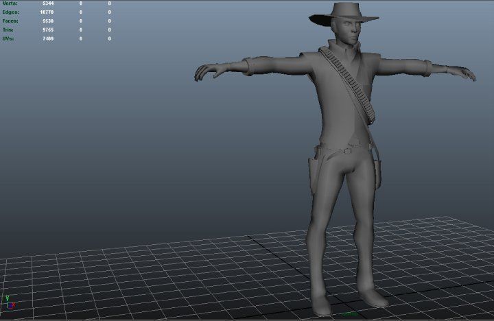 T Pose not rigged Cowboy Ken Ronan AAA Low-poly 3D model_16