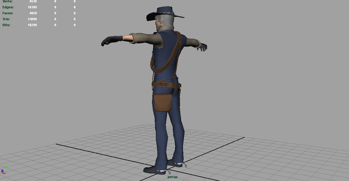 T Pose not rigged Cowboy Ken Ronan AAA Low-poly 3D model_5