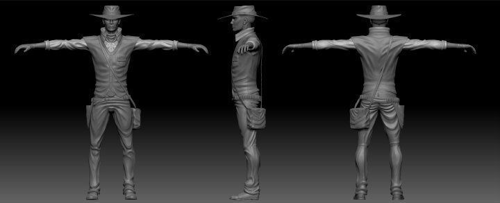 T Pose not rigged Cowboy Ken Ronan AAA Low-poly 3D model_20