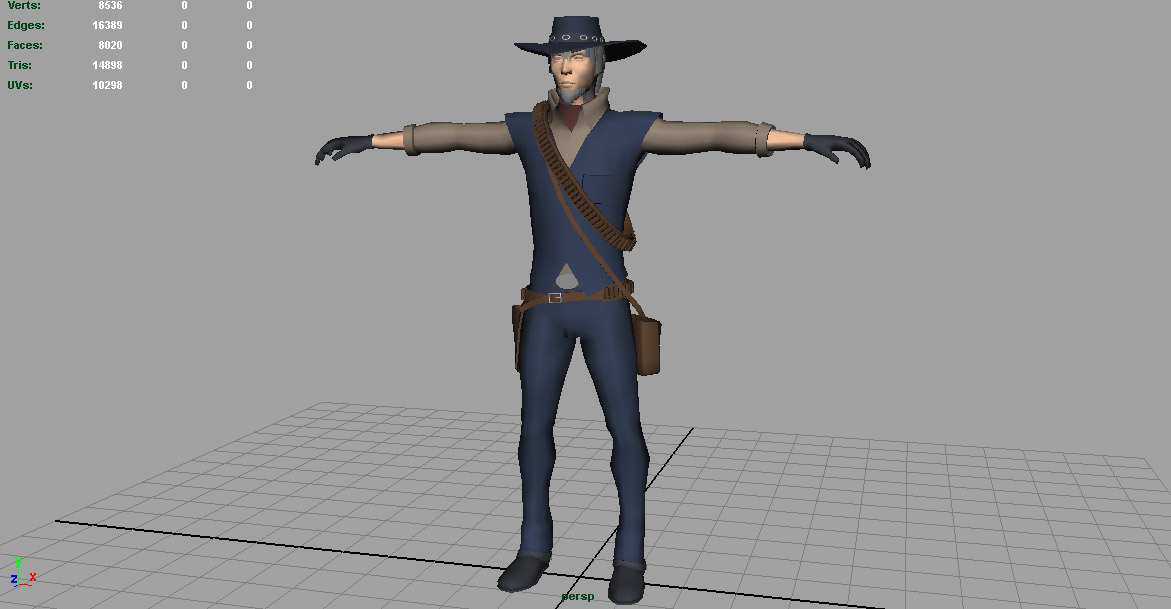 T Pose not rigged Cowboy Ken Ronan AAA Low-poly 3D model_8