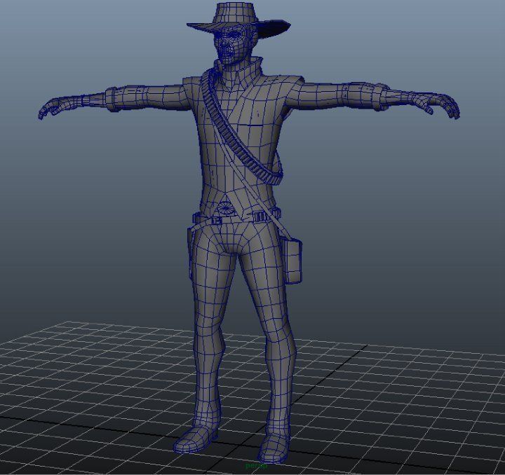 T Pose not rigged Cowboy Ken Ronan AAA Low-poly 3D model_17