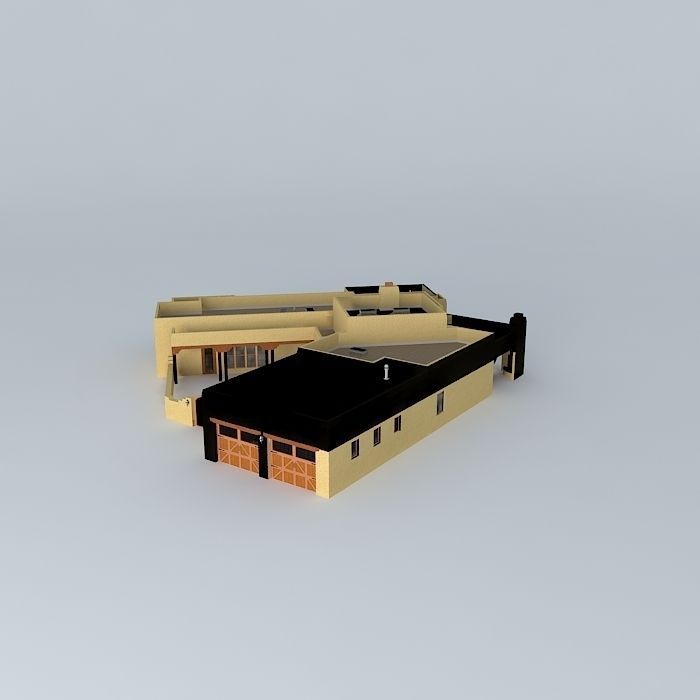 Pueblo style house Free 3D model_2