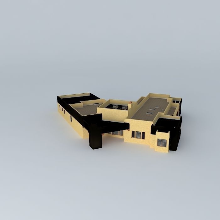 Pueblo style house Free 3D model_1