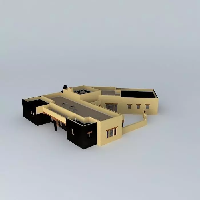 Pueblo style house Free 3D model_0