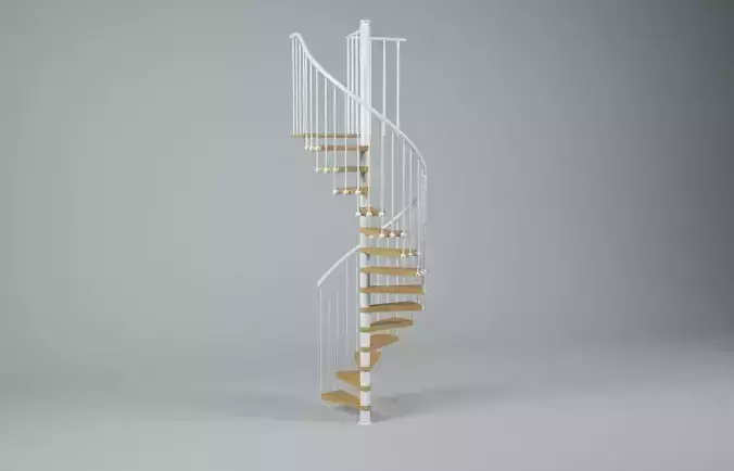 Spiral Staircase - White and Oak