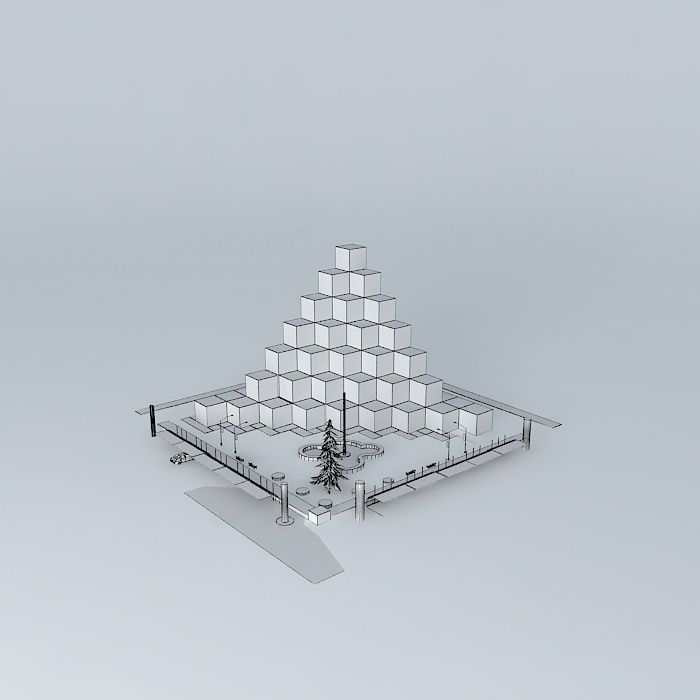 Cubical Step Center 3D model_4
