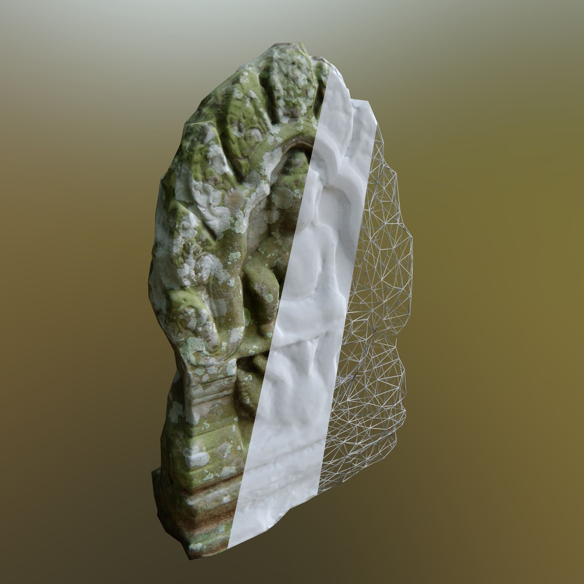 Scanned Stone Plate Low-poly 3D model_3