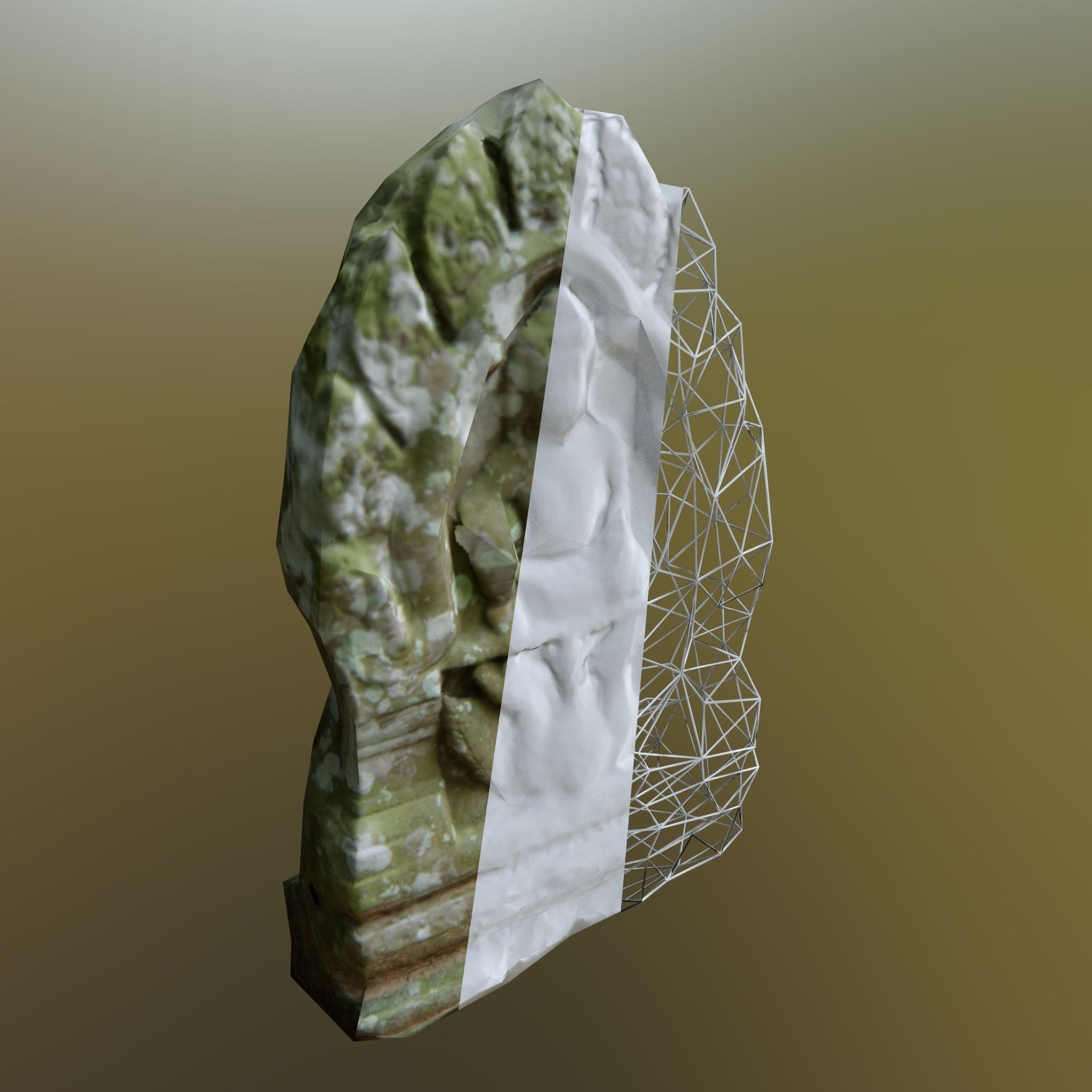 Scanned Stone Plate Low-poly 3D model_5