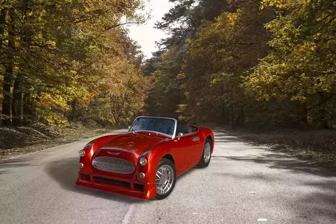Car Austin Healey 500 Topless AAA Low-poly 3D model